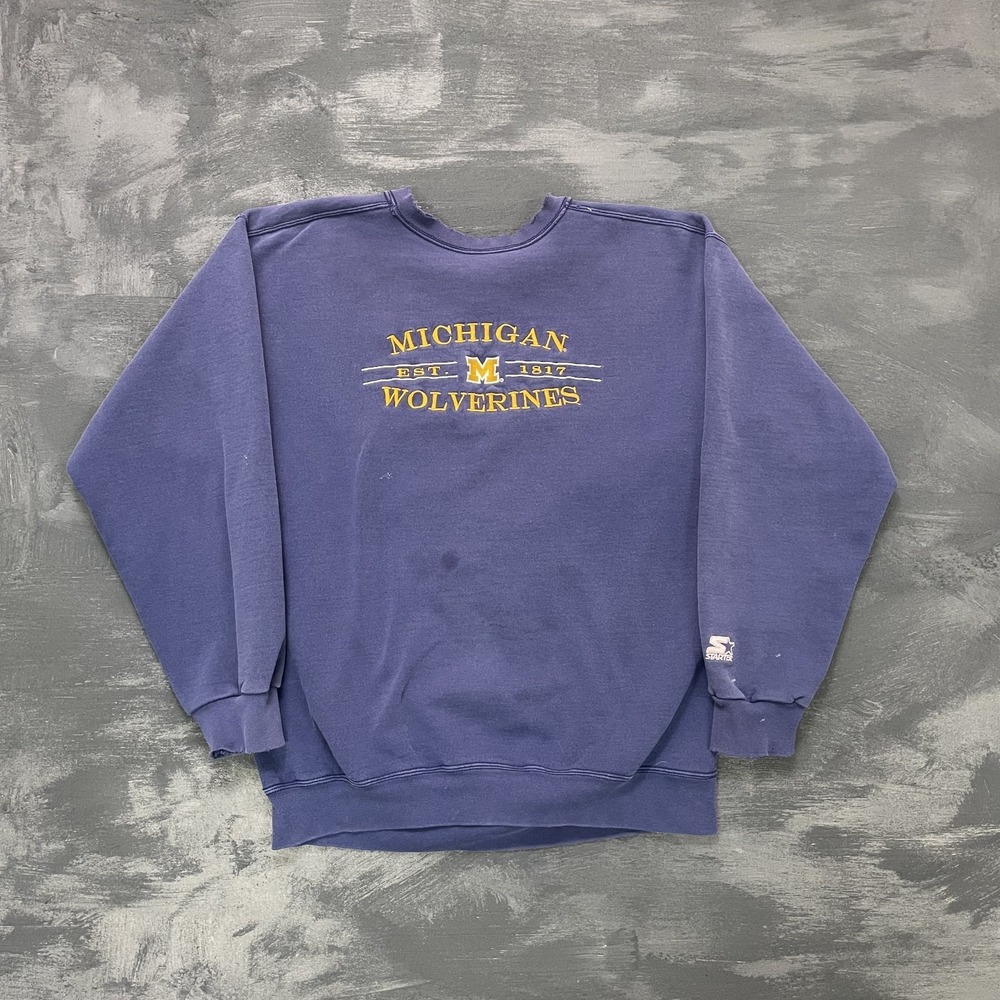 Vintage Michigan Wolverines Sweatshirt Men Large Purple 1990s Starter